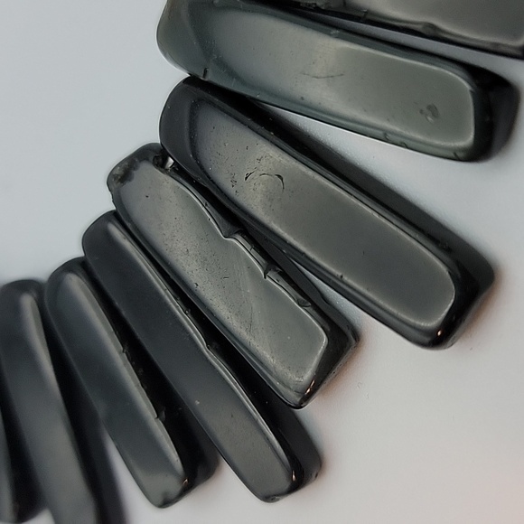 Black Slab Spinel Strand 650 Cts Beaded Bib Gemstone Necklace Crystal Bead - Picture 7 of 8